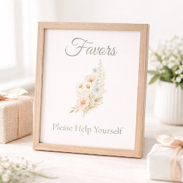 Bridal Shower Wildflower Favor Table Sign
