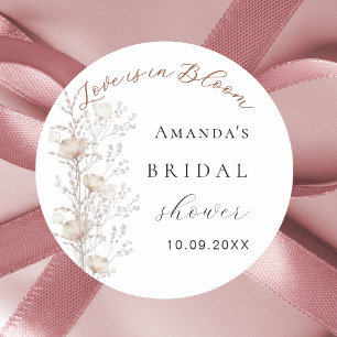 Bridal Shower wildflower love bloom beige cream Classic Round Sticker