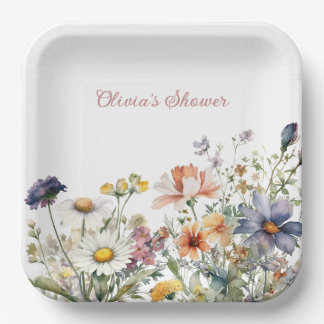 Bridal Shower Wildflower Meadow Paper Plate