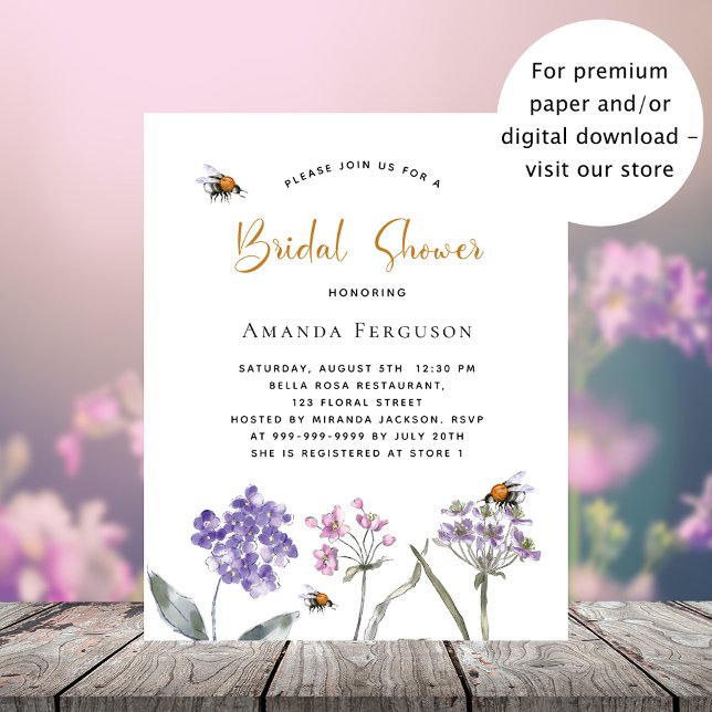 Bridal Shower wildflower violet invitation (Creator Uploaded)