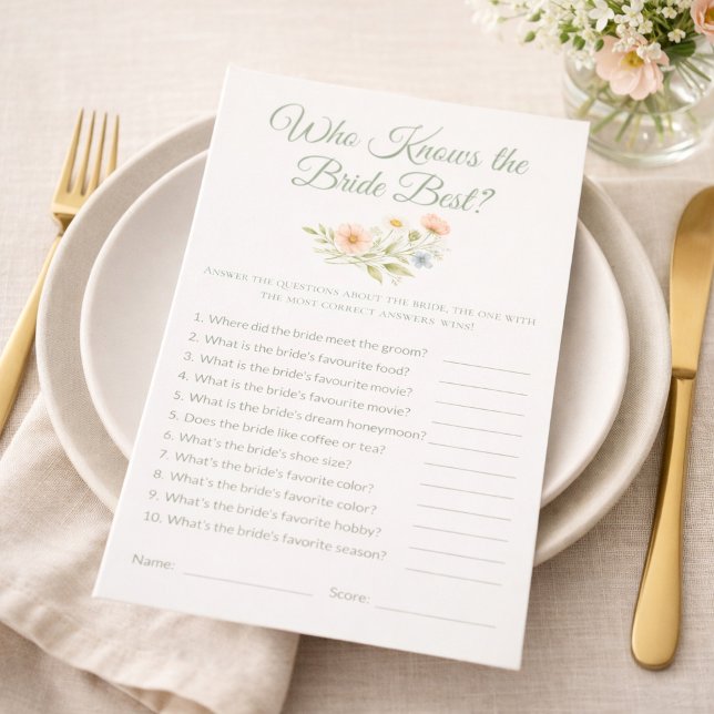 Bridal Shower Wildflower Who Knows the Bride Game (Creator Uploaded)