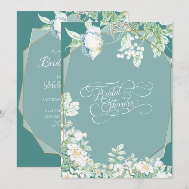 Bridal Shower | Wildflowers and Berries Geometric Invitation (Front/Back)