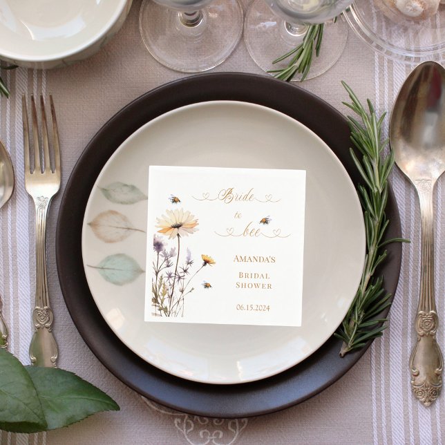 Bridal Shower wildflowers Bride to Bee Napkin (Creator Uploaded)
