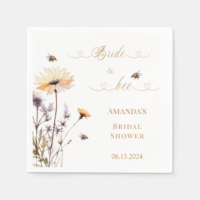Bridal Shower wildflowers Bride to Bee Napkin (Front)