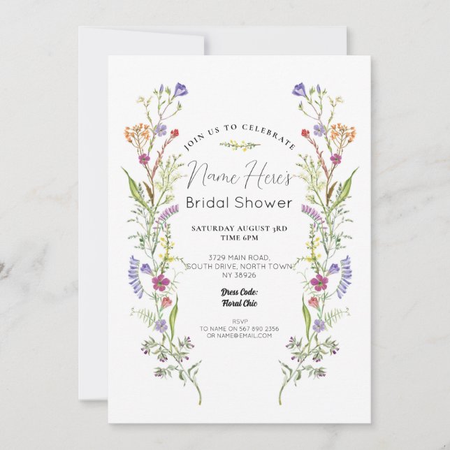 Bridal Shower Wildflowers Floral Ditsy Invitation (Front)