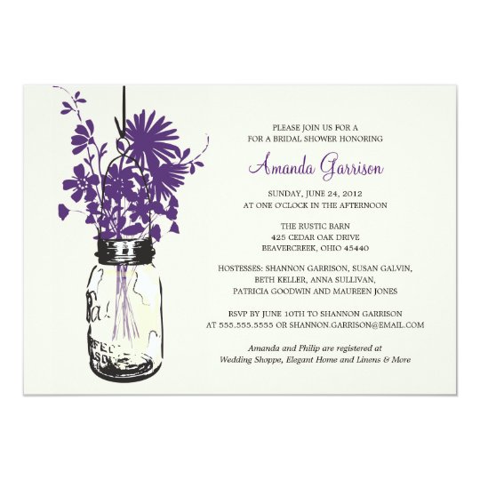 Bridal Shower Wildflowers & Mason Jar Card