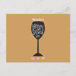 BRIDAL SHOWER Wine Glass ANY COLOR Postcard