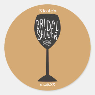 BRIDAL SHOWER Wine Glass ANY COLOR Stickers