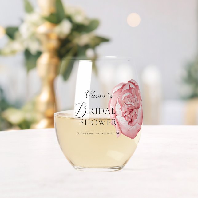 Bridal Shower Wine Glass. Stemless Wine Glass (Insitu (Wedding))