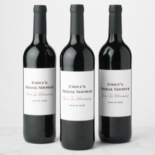 Bridal Shower Wine Labels Love Is Blooming