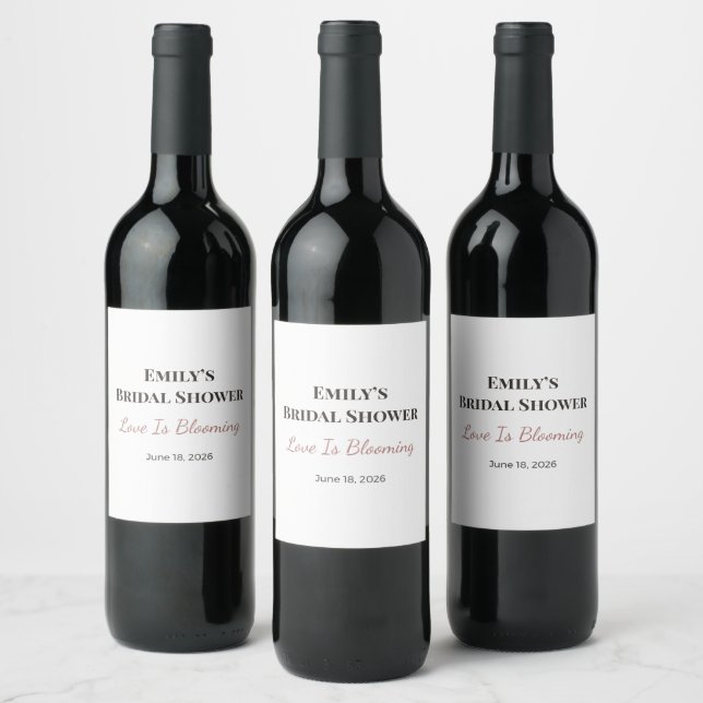 Bridal Shower Wine Labels | Love Is Blooming (Bottles)