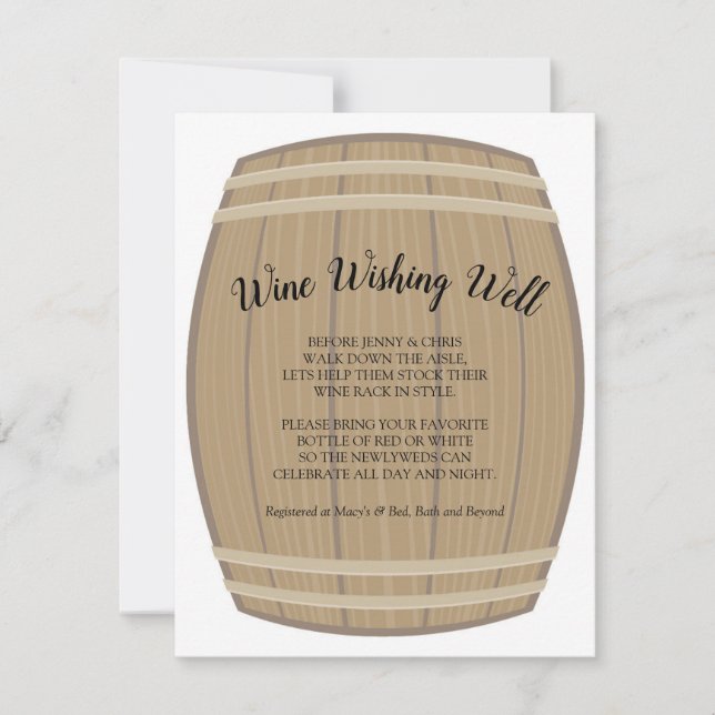 Bridal Shower Wine Wishing Well Card (Front)