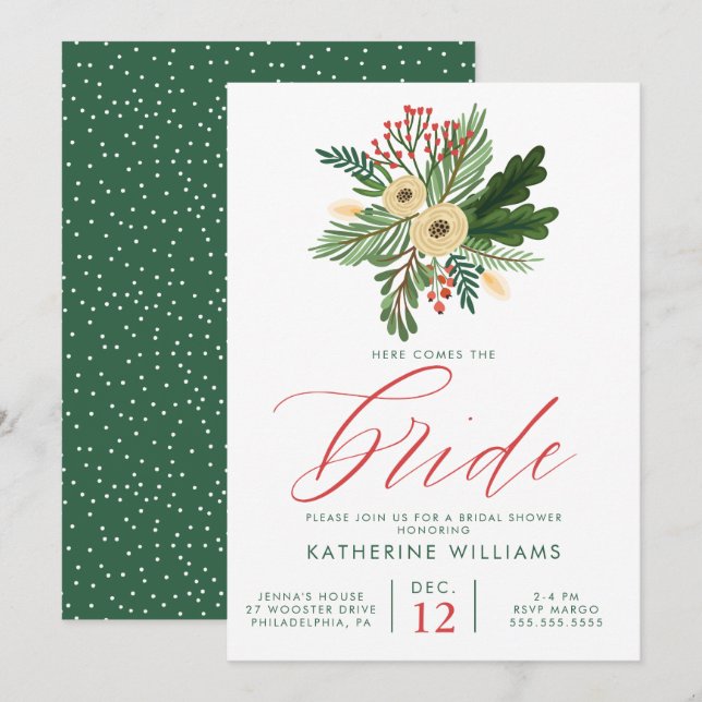 BRIDAL SHOWER | Winter Christmas Bouquet Invitation (Front/Back)