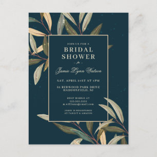 Bridal Shower Winter Leaves Postcard