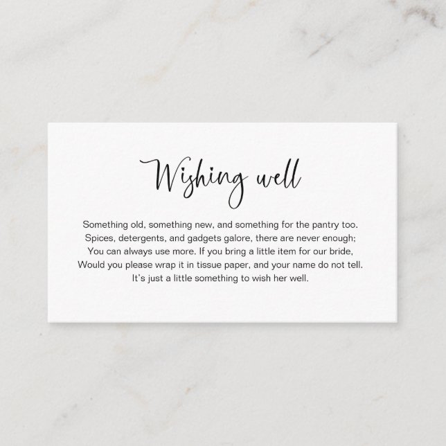 Bridal Shower Wishing Well Insert (Front)