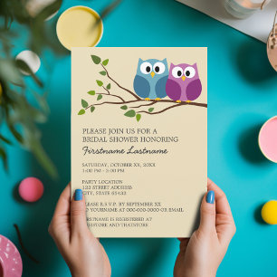 Bridal Shower with Owl Couple on Branch Invitation