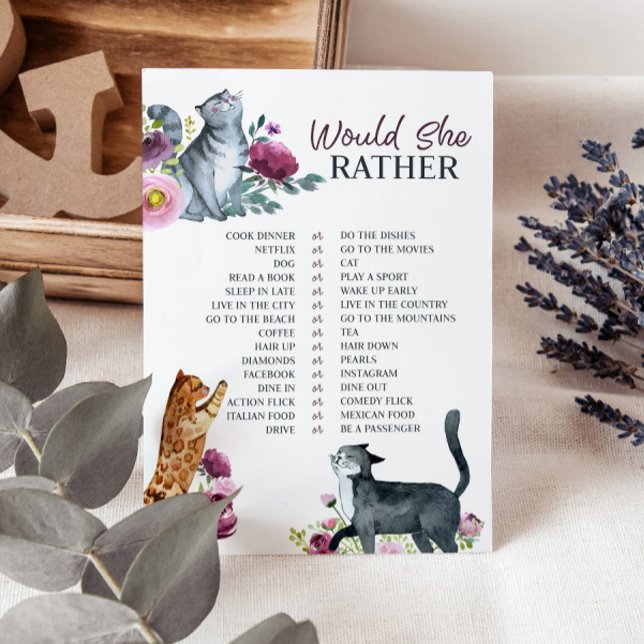 Bridal Shower Would She Rather Game Card (Creator Uploaded)