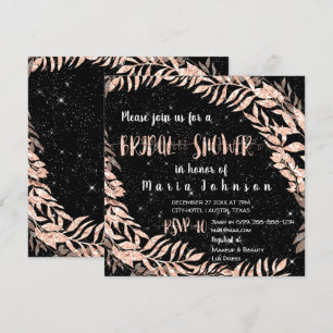 Bridal Shower Wreath Glitter Rose Gold Sky Stars Invitation