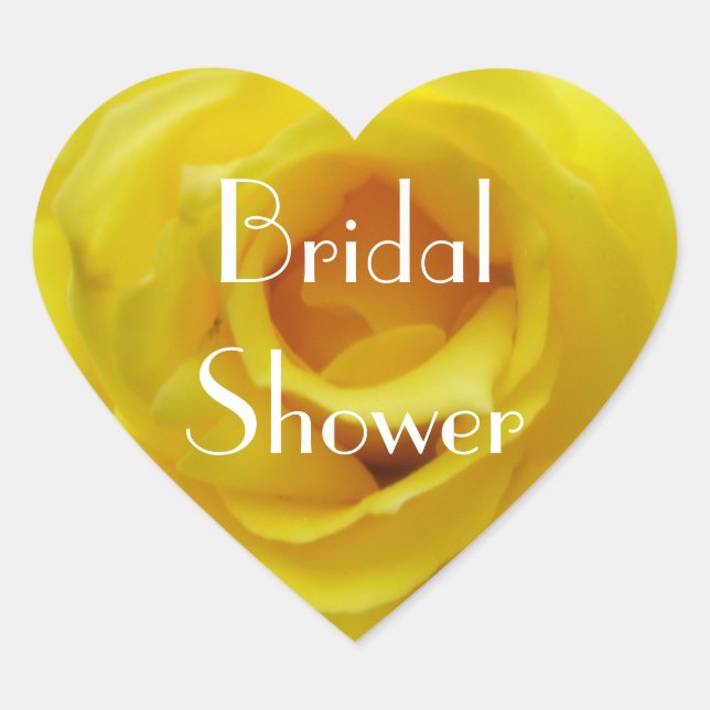 Bridal Shower Yellow Rose Heart Sticker (Front)