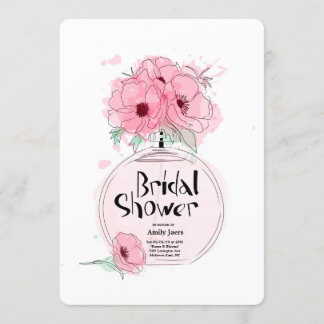 Bridal Showers Perfume Bottle with flowers Invitation