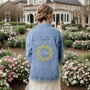 Bridal Sunflowers Blossom Crown:  Denim Jacket