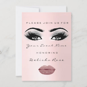 Bridal Sweet 16th 15th Kiss LIPS Rose Pink Invitation