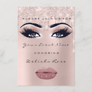 Bridal Sweet 16th 15th Kiss LIPS Rose Skinny Invitation