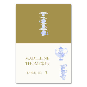 Bridal Tea Blue China Set White Lace Place Card