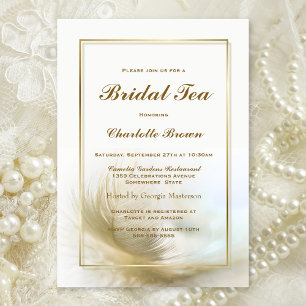 Bridal Tea Elegant Gold Feather Invitation