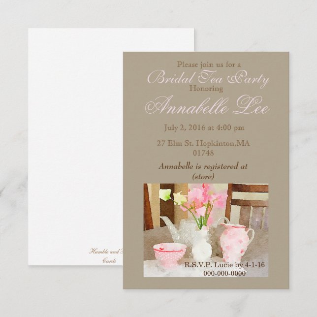 Bridal Tea Invitation (Front/Back)