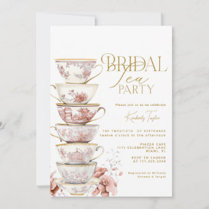 Bridal Tea Party Chinoiserie Pink Bridal Shower In Invitation