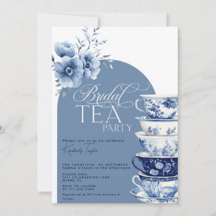 Bridal Tea Party Dusty Blue Chinoiserie Shower Invitation