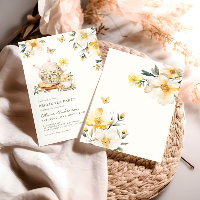 Bridal Tea Party Floral Butterfly Bridal Shower Invitation (Creator Uploaded)