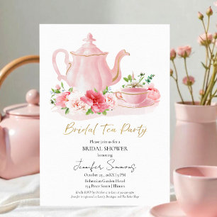 Bridal Tea Party Gilded Floral Bridal Shower Invitation