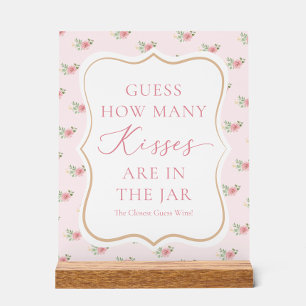 Bridal Tea Party Guess How Many Kisses Acrylic Sign
