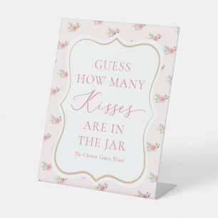 Bridal Tea Party Guess How Many Kisses Pedestal Sign