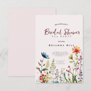 bridal tea party invitation,wildflower wildflower invitation