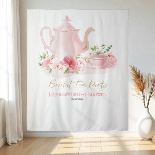 Bridal Tea Party Pink Bridal Shower Backdrops Tapestry