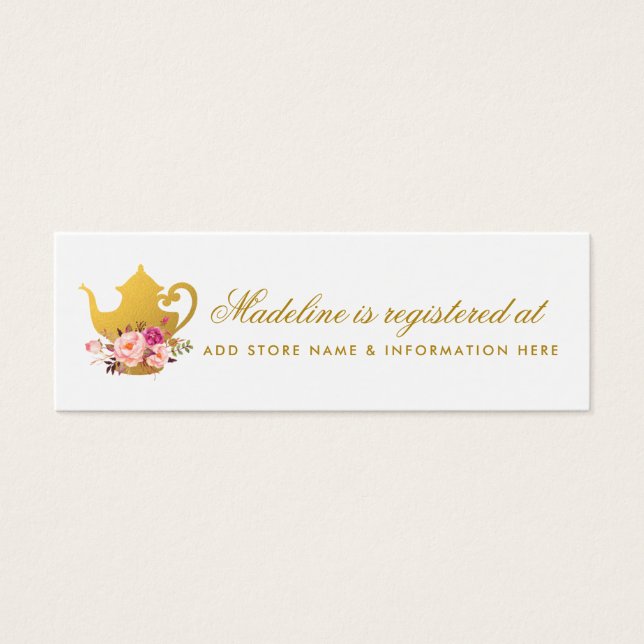 Bridal Tea Party Pink Gold Registry Insert Card (Front)
