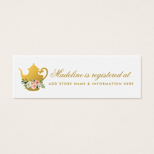 Bridal Tea Party Pink Gold Registry Insert Card (Front)