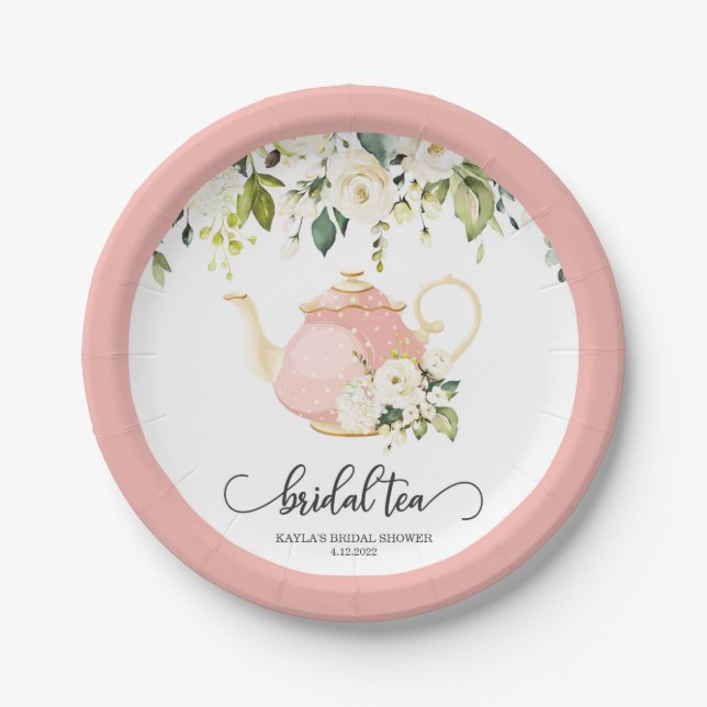 Bridal Tea Party Plate - Pink| CUSTOM (Front)