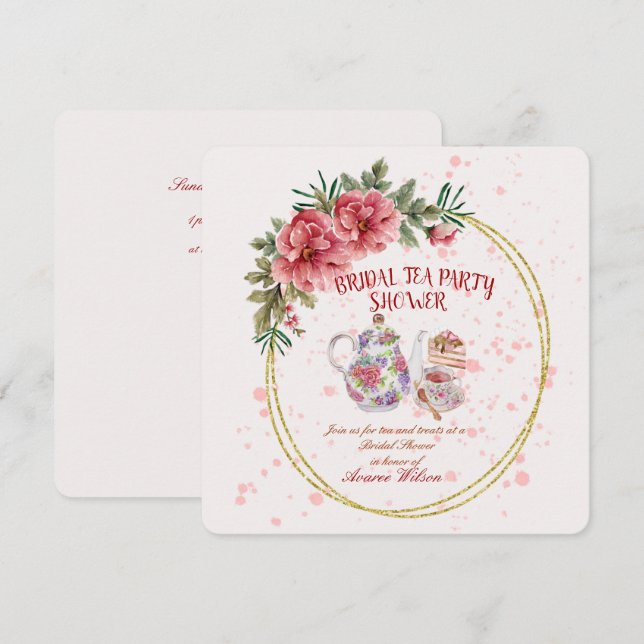 Bridal Tea Party Shower Invitation (Front/Back)