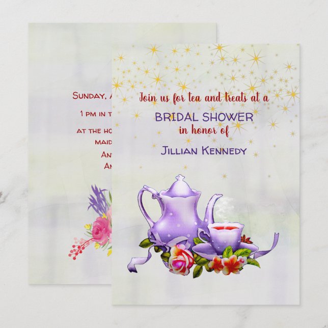 Bridal Tea Party Shower Invitation (Front/Back)