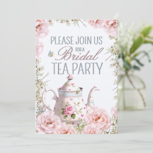 Bridal Tea Party Teapot Teacups Wedding Brunch Invitation