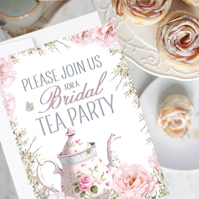 Bridal Tea Party Teapot Teacups Wedding Brunch   Invitation (Creator Uploaded)