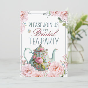 Bridal Tea Party Teapot Teacups Wedding Brunch   Invitation