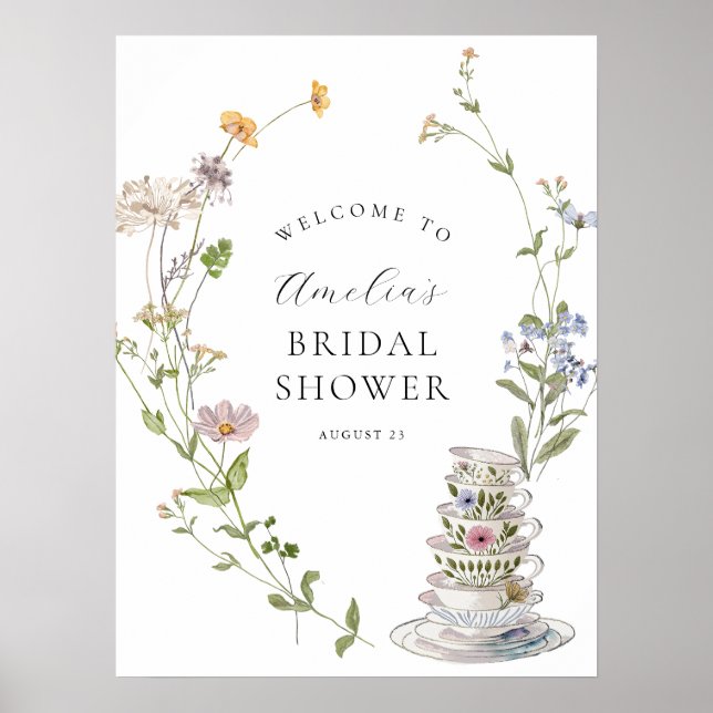Bridal Tea Party Wedding Shower Welcome Poster (Front)