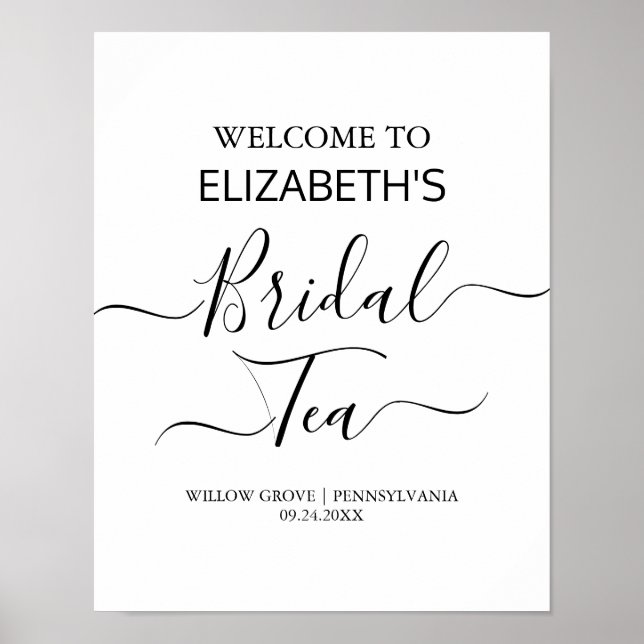 Bridal Tea Party Welcome Sign – Calligraphy (Front)