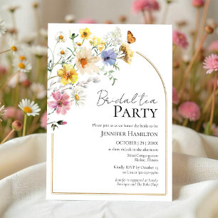 Bridal tea Party Wildflower Boho Bridal Shower Invitation