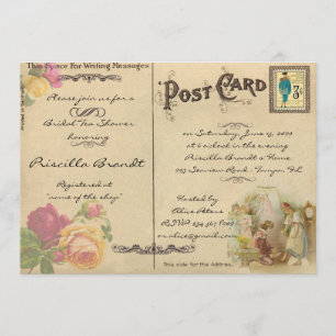 Bridal Tea Shower Honoring, style old Postcard